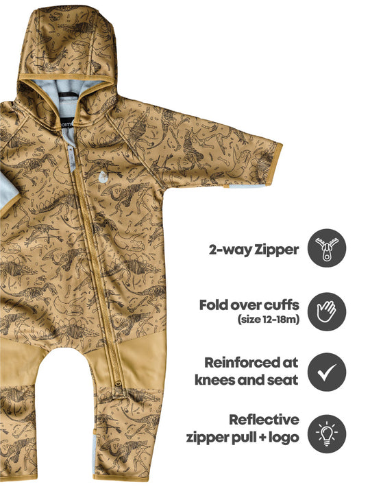 All-Weather Fleece Onesie - Dino Bones